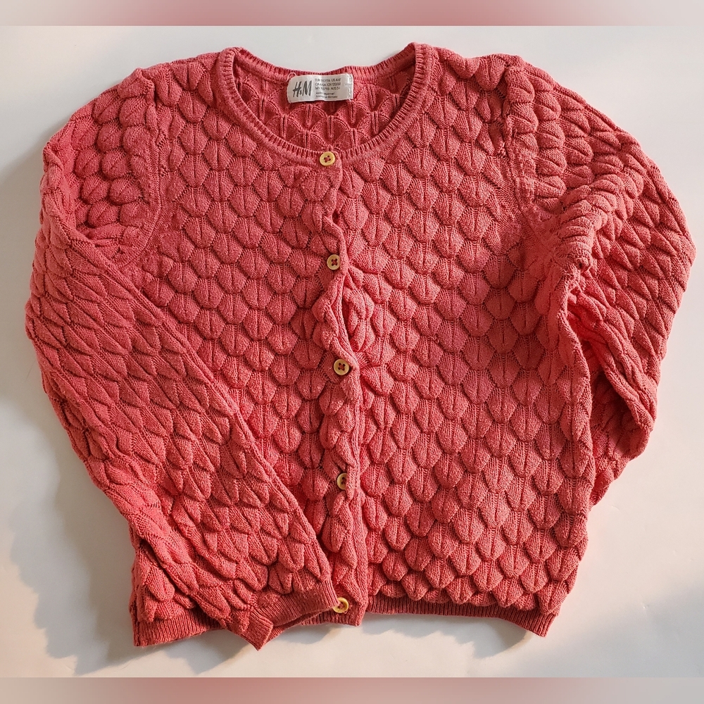H&M Terracotta Rose Knitted Button Down Cardigan Sweater Size 4-6y